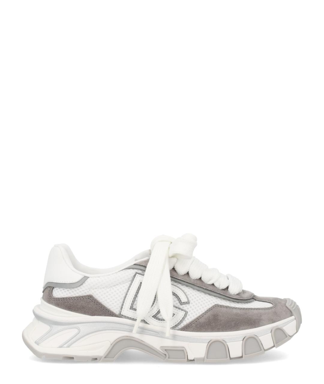 DOLCE&GABBANA Серые кожаные кроссовки, фото 1