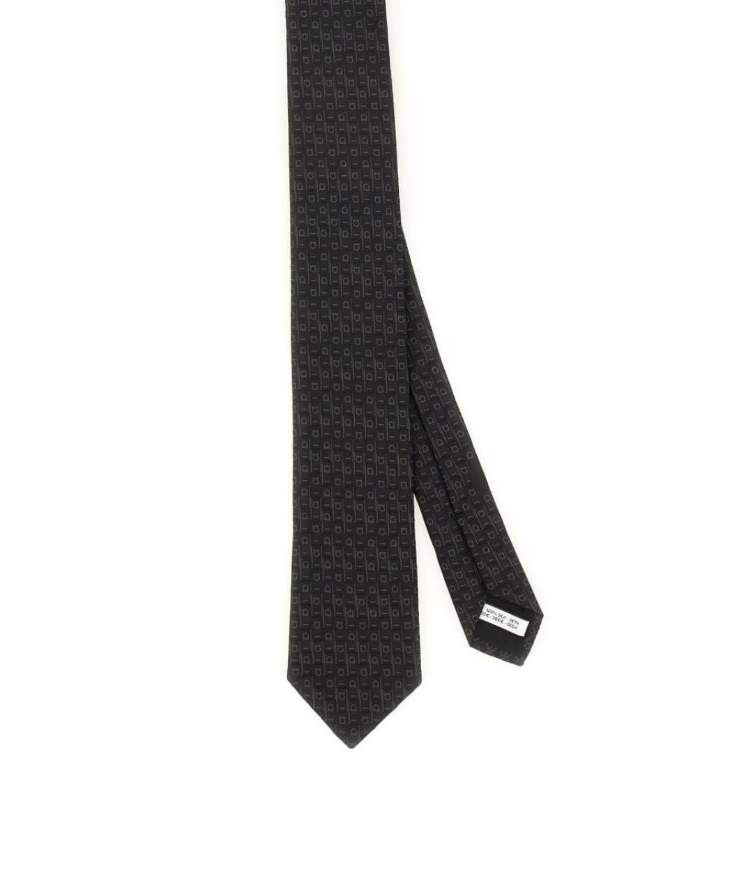 FERRAGAMO Черный шелковый галстук, фото 2