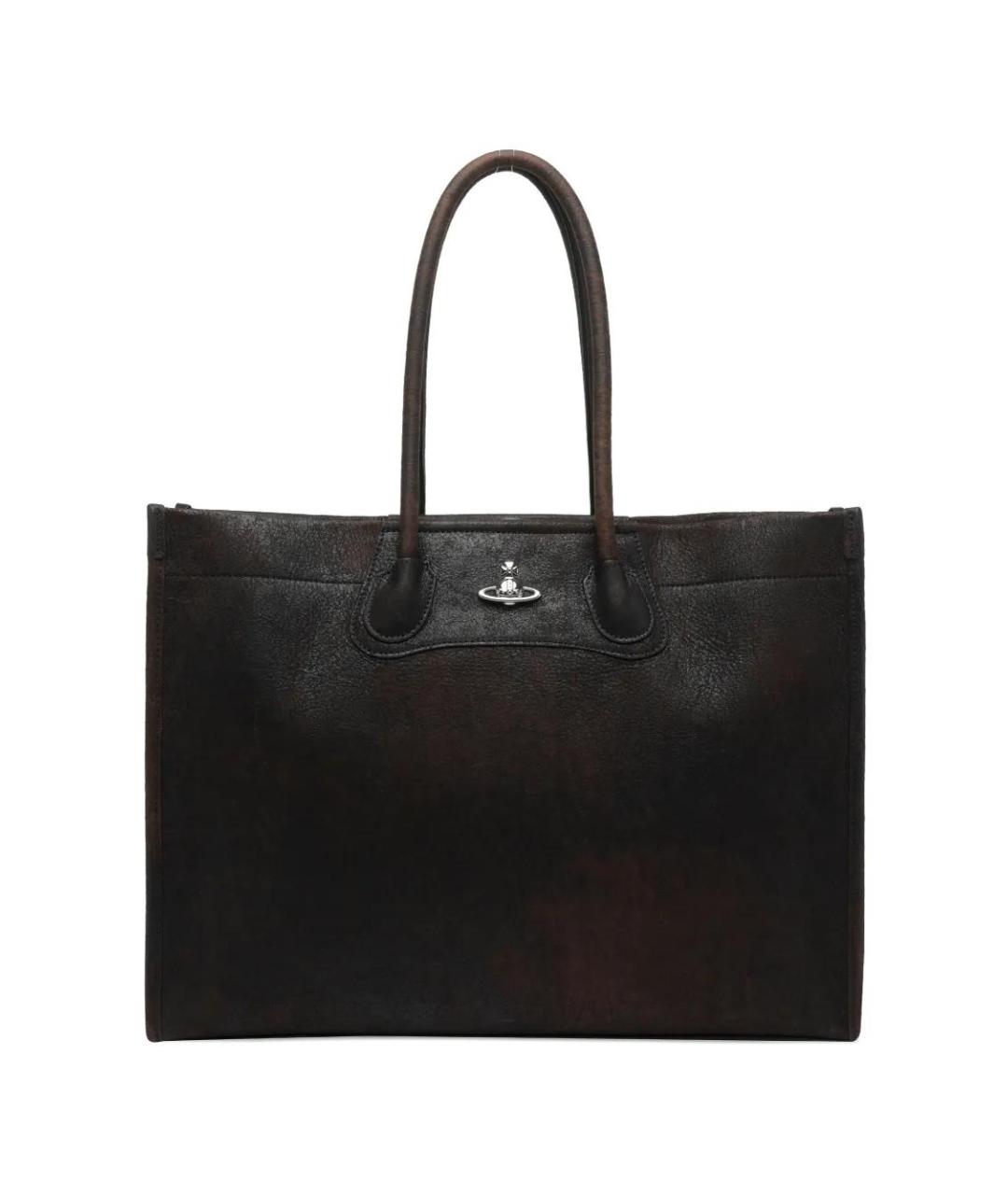 VIVIENNE WESTWOOD Коричневая кожаная сумка с короткими ручками, фото 1