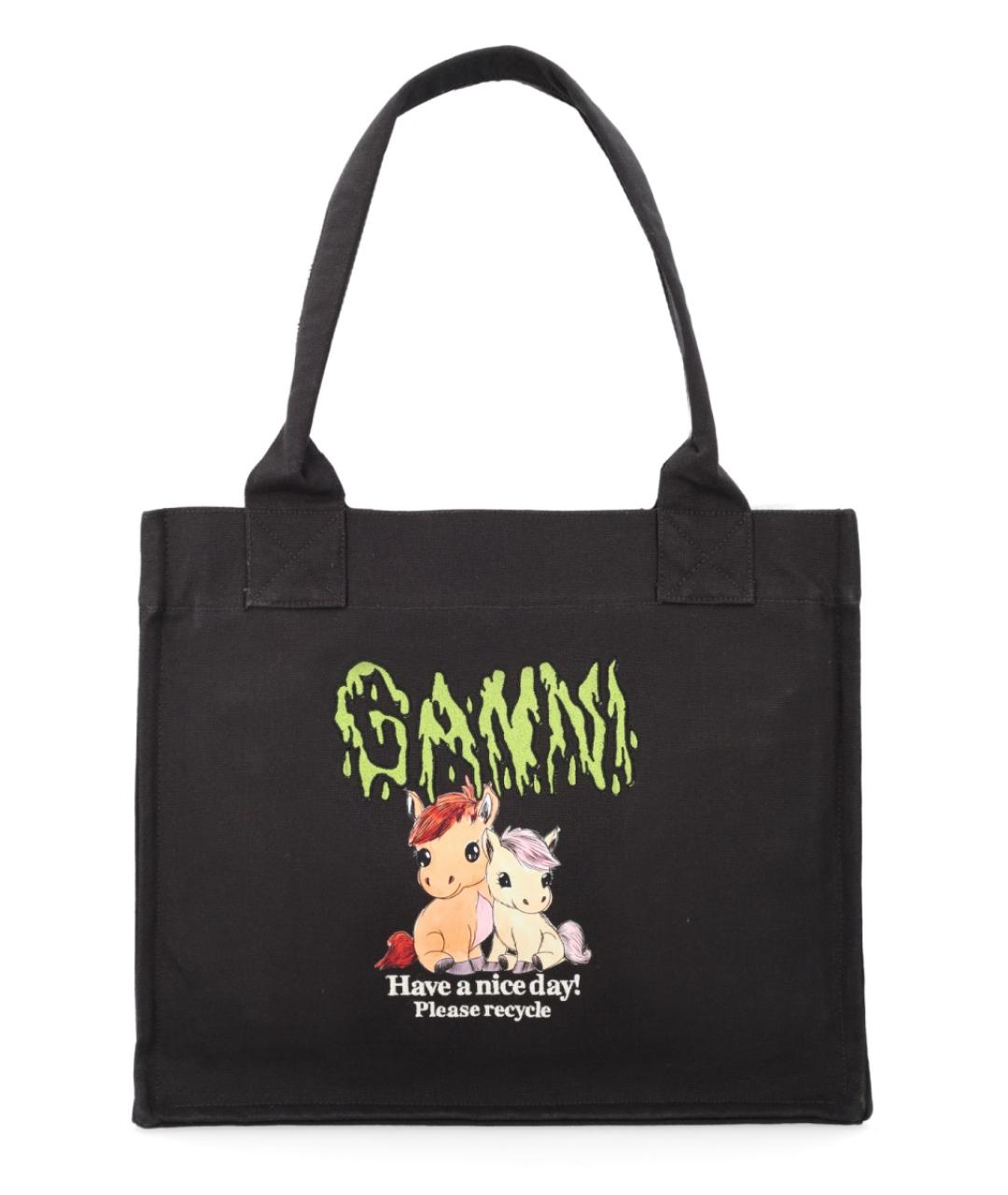 GANNI Серая хлопковая сумка тоут, фото 1