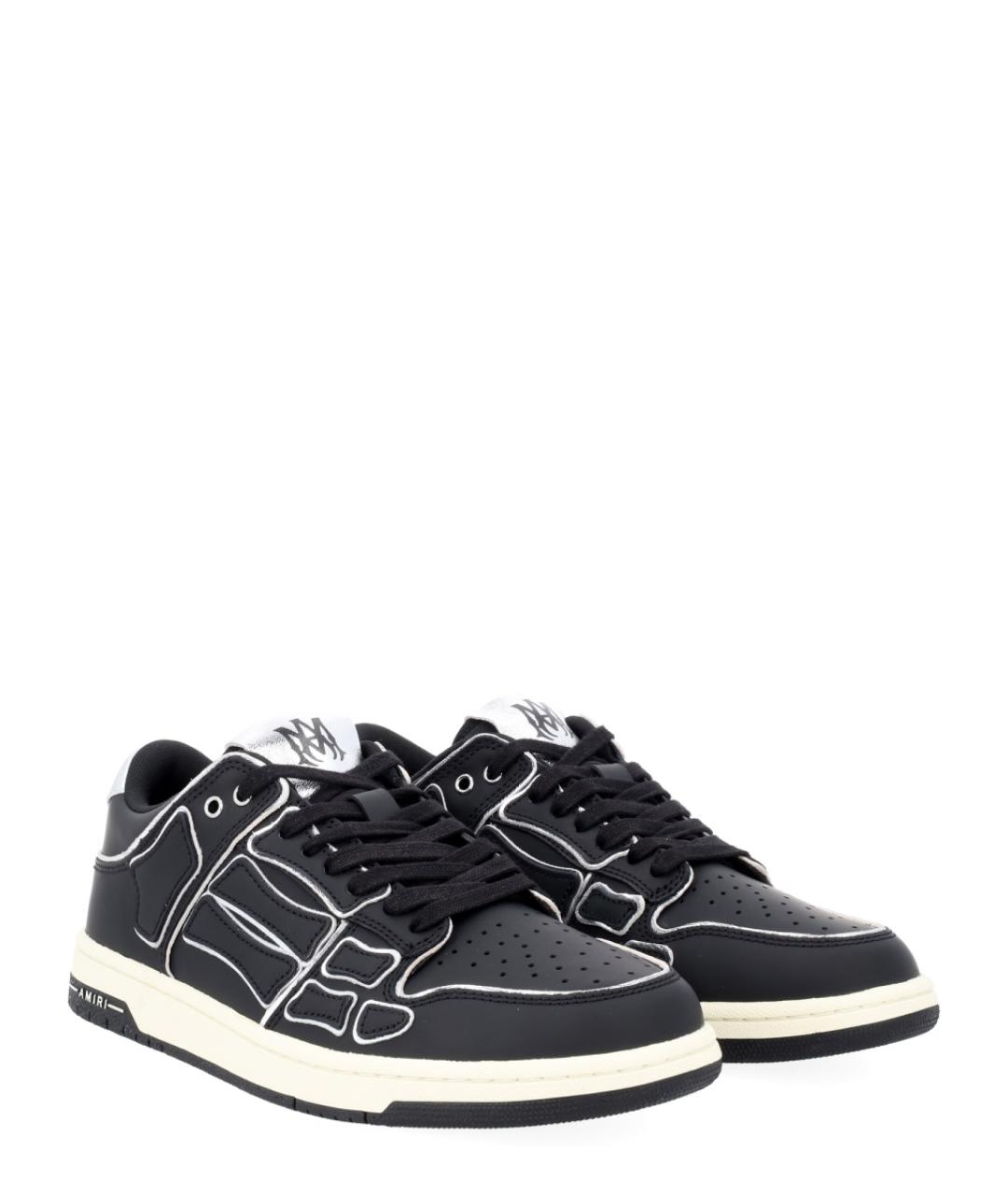 AMIRI Черные кожаные низкие кроссовки / кеды, фото 2