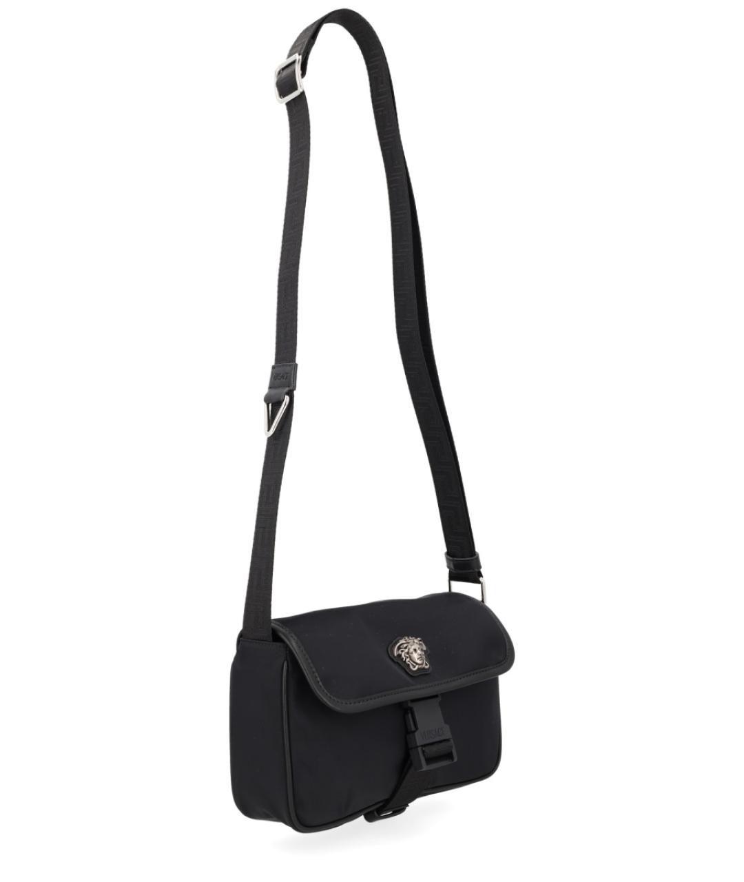 VERSACE Черная синтетическая сумка на плечо, фото 2