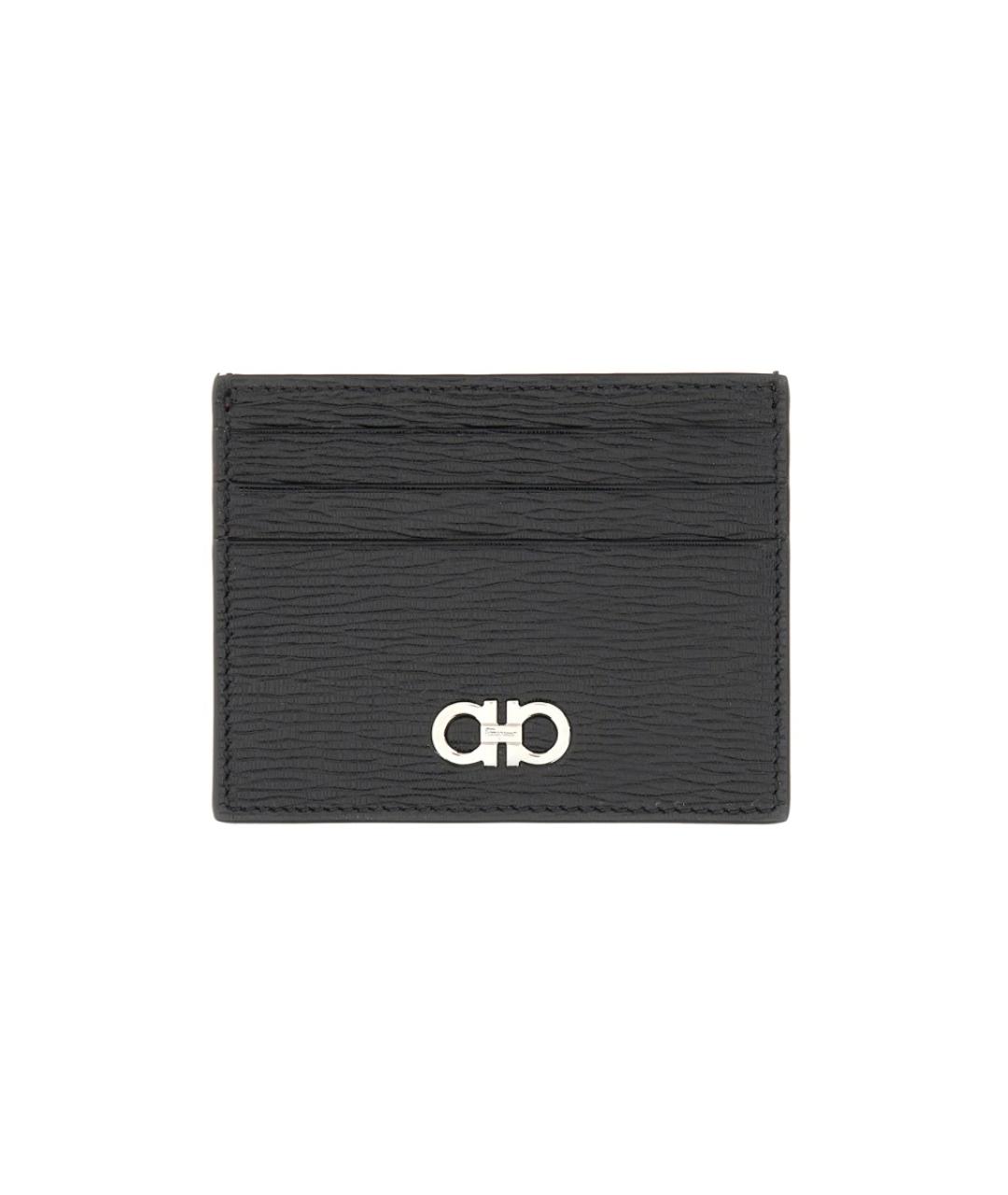FERRAGAMO Черный кожаный кардхолдер, фото 1