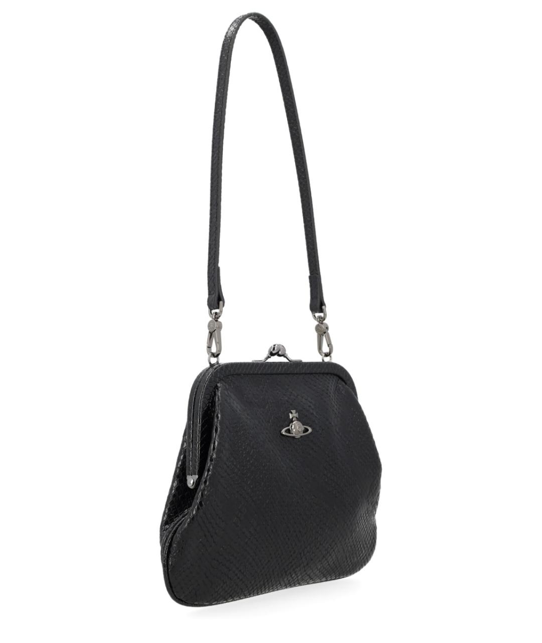 VIVIENNE WESTWOOD Черная кожаная сумка через плечо, фото 3