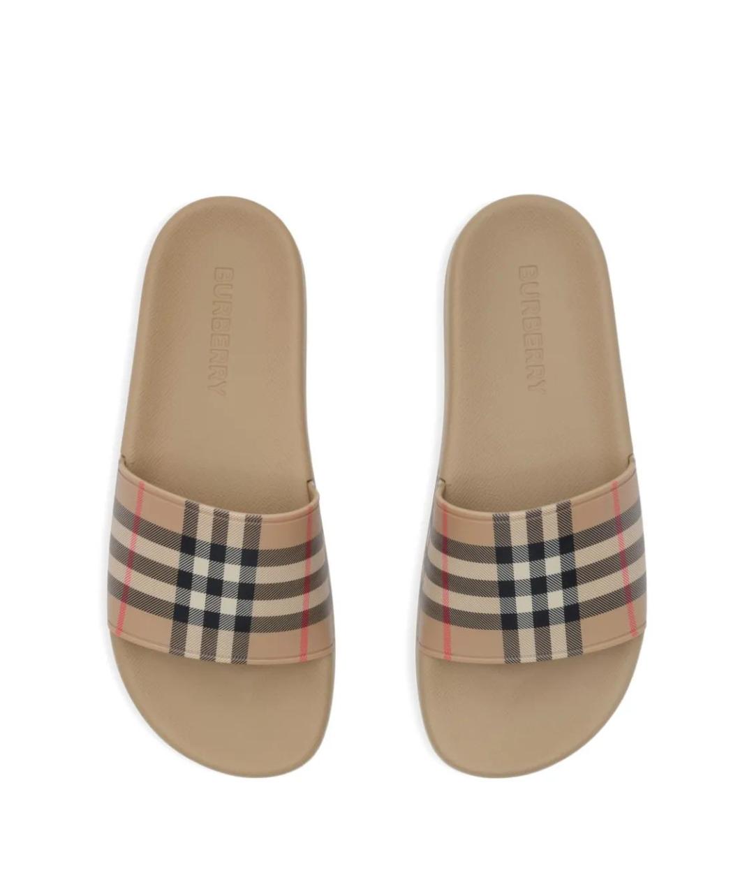 BURBERRY Бежевые шлепанцы, фото 4