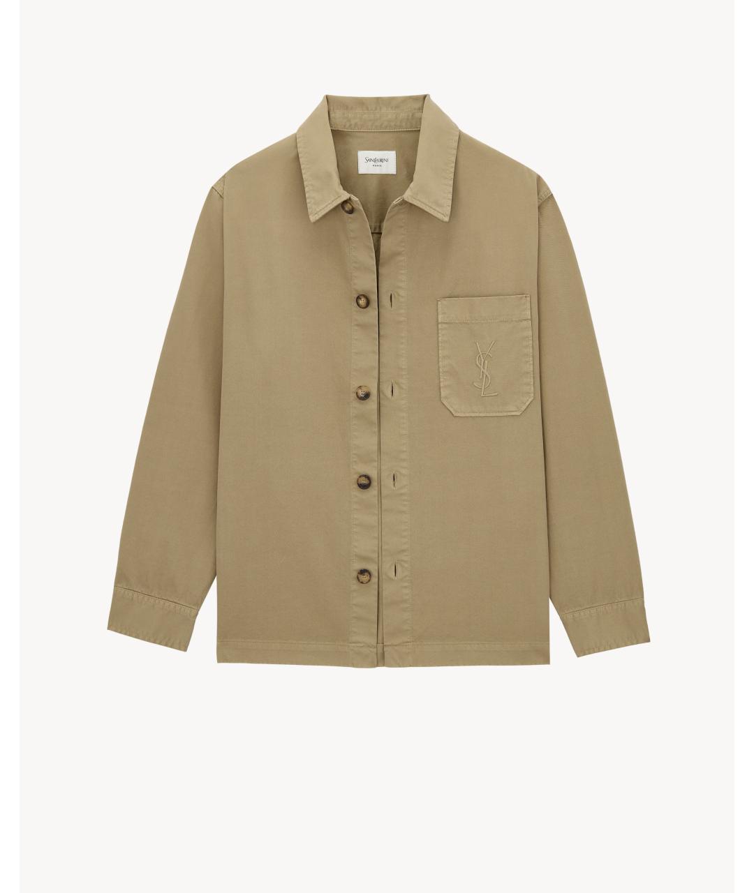 SAINT LAURENT Бежевая хлопковая кэжуал рубашка, фото 3