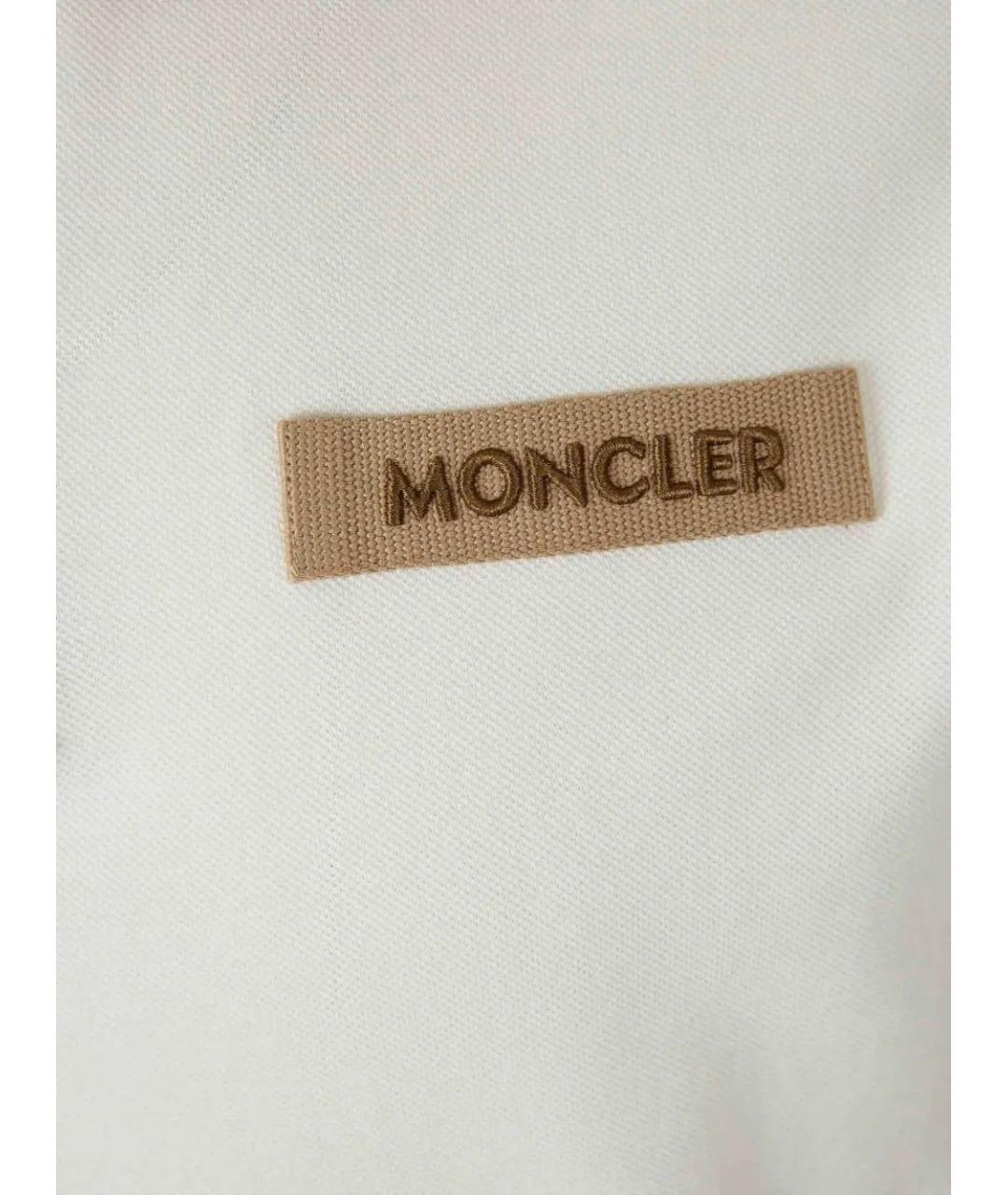 MONCLER Белое хлопковое поло с коротким рукавом, фото 3