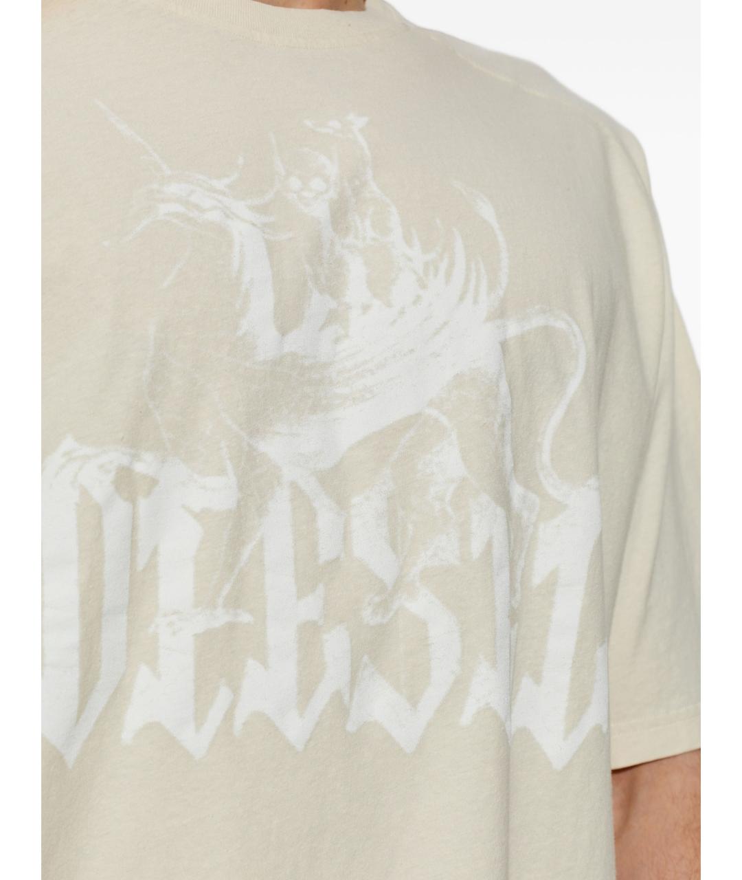 DIESEL Бежевая хлопковая футболка, фото 3