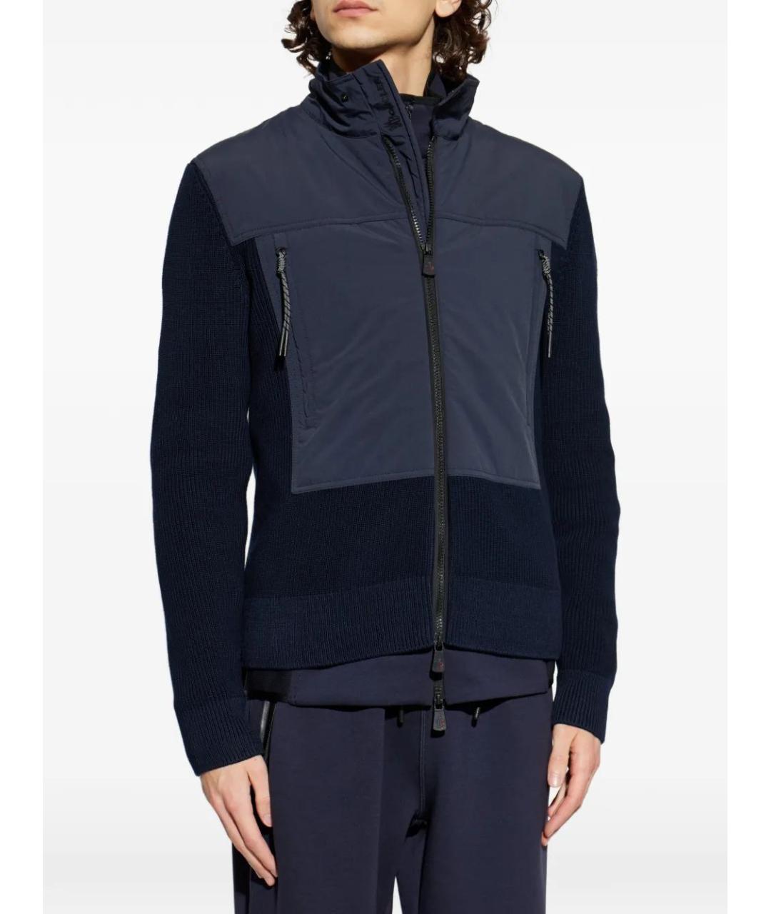 MONCLER Темно-синяя полиэстеровая куртка, фото 3