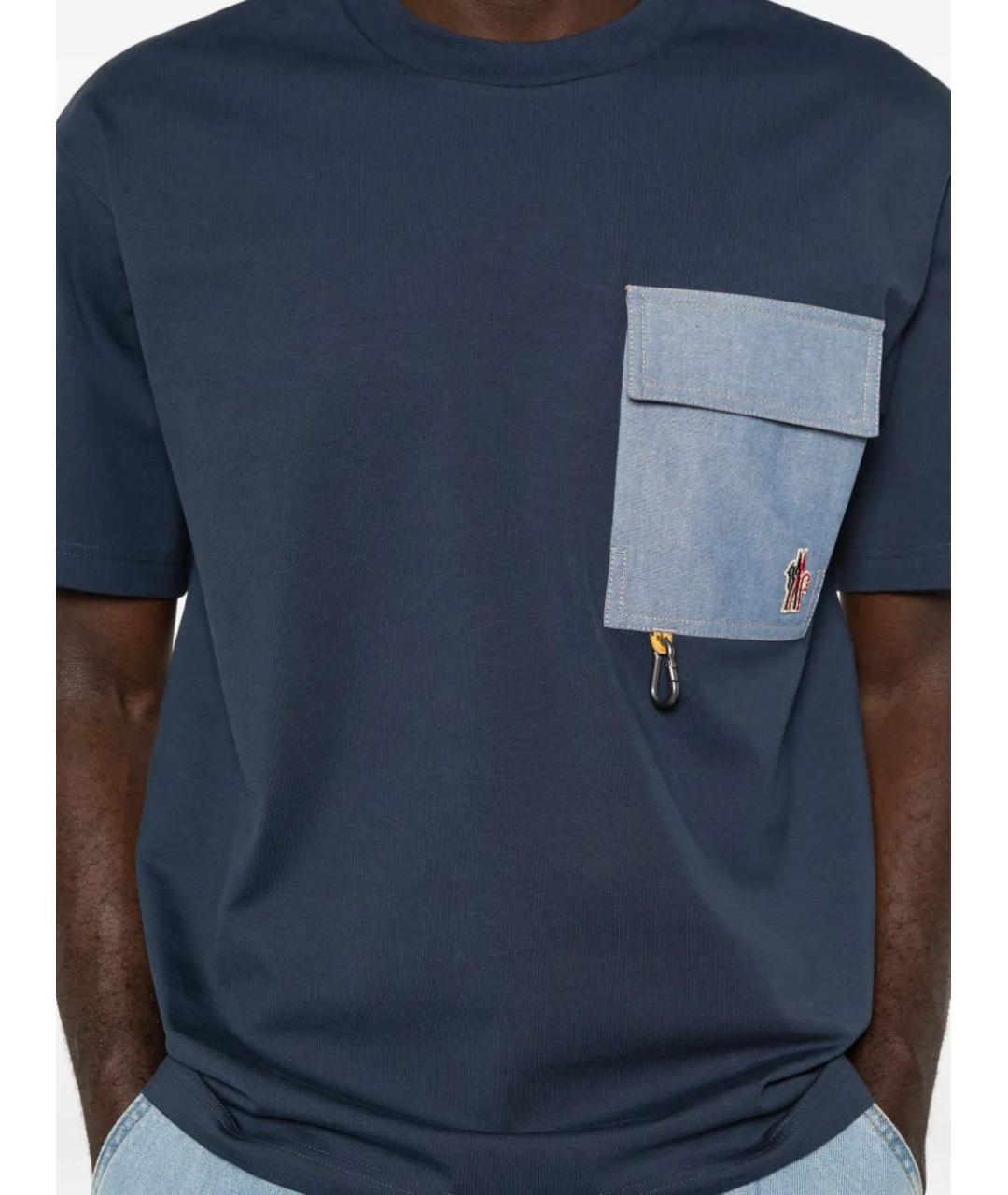 MONCLER Синяя хлопковая футболка, фото 5