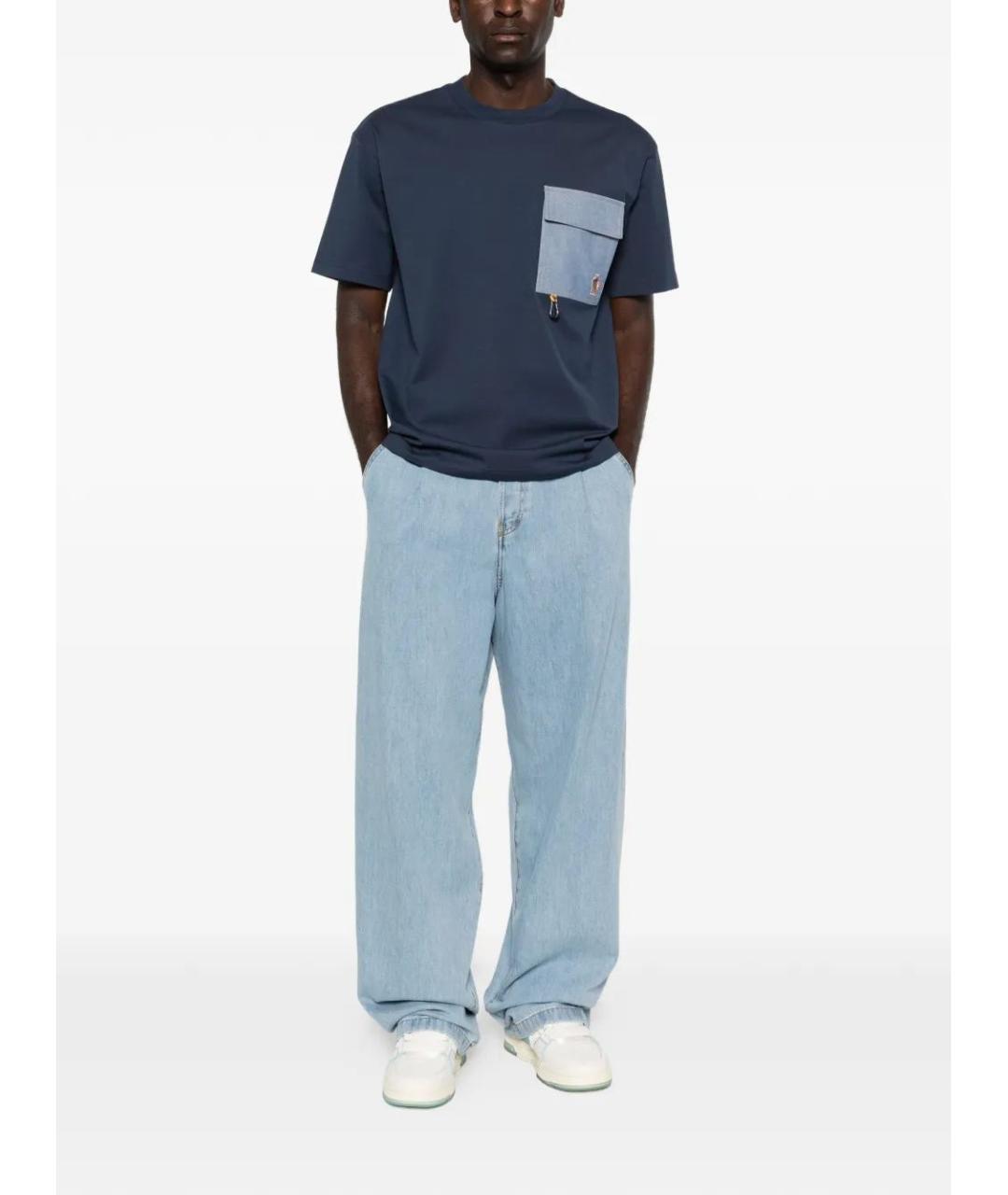 MONCLER Синяя хлопковая футболка, фото 2