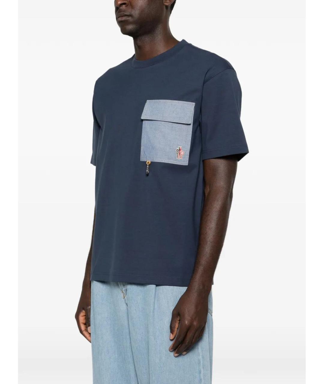 MONCLER Синяя хлопковая футболка, фото 3