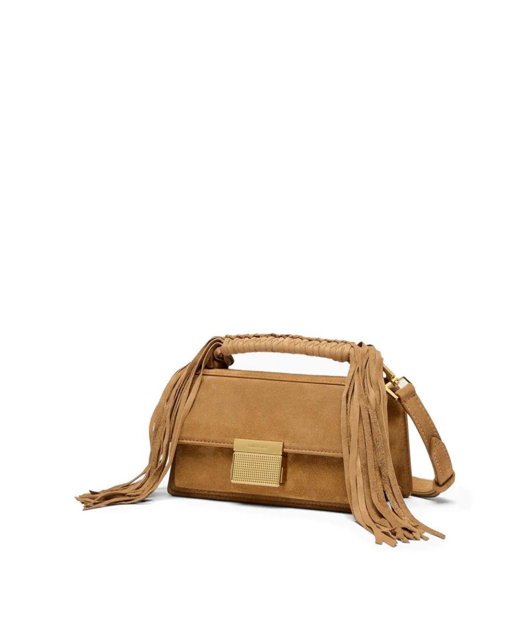 GOLDEN GOOSE DELUXE BRAND Бежевая замшевая сумка с короткими ручками, фото 3