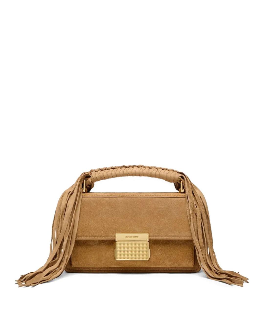 GOLDEN GOOSE DELUXE BRAND Бежевая замшевая сумка с короткими ручками, фото 1