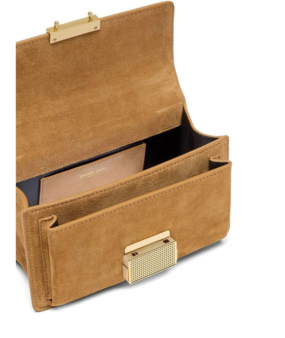GOLDEN GOOSE DELUXE BRAND Бежевая замшевая сумка с короткими ручками, фото 4