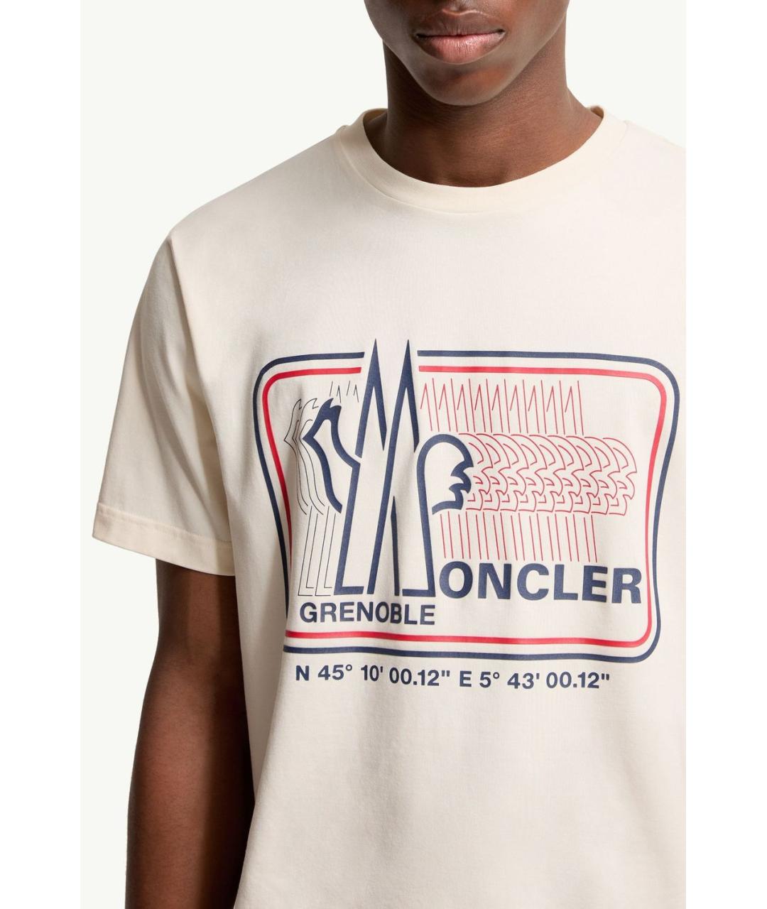 MONCLER Бежевая хлопковая футболка, фото 3