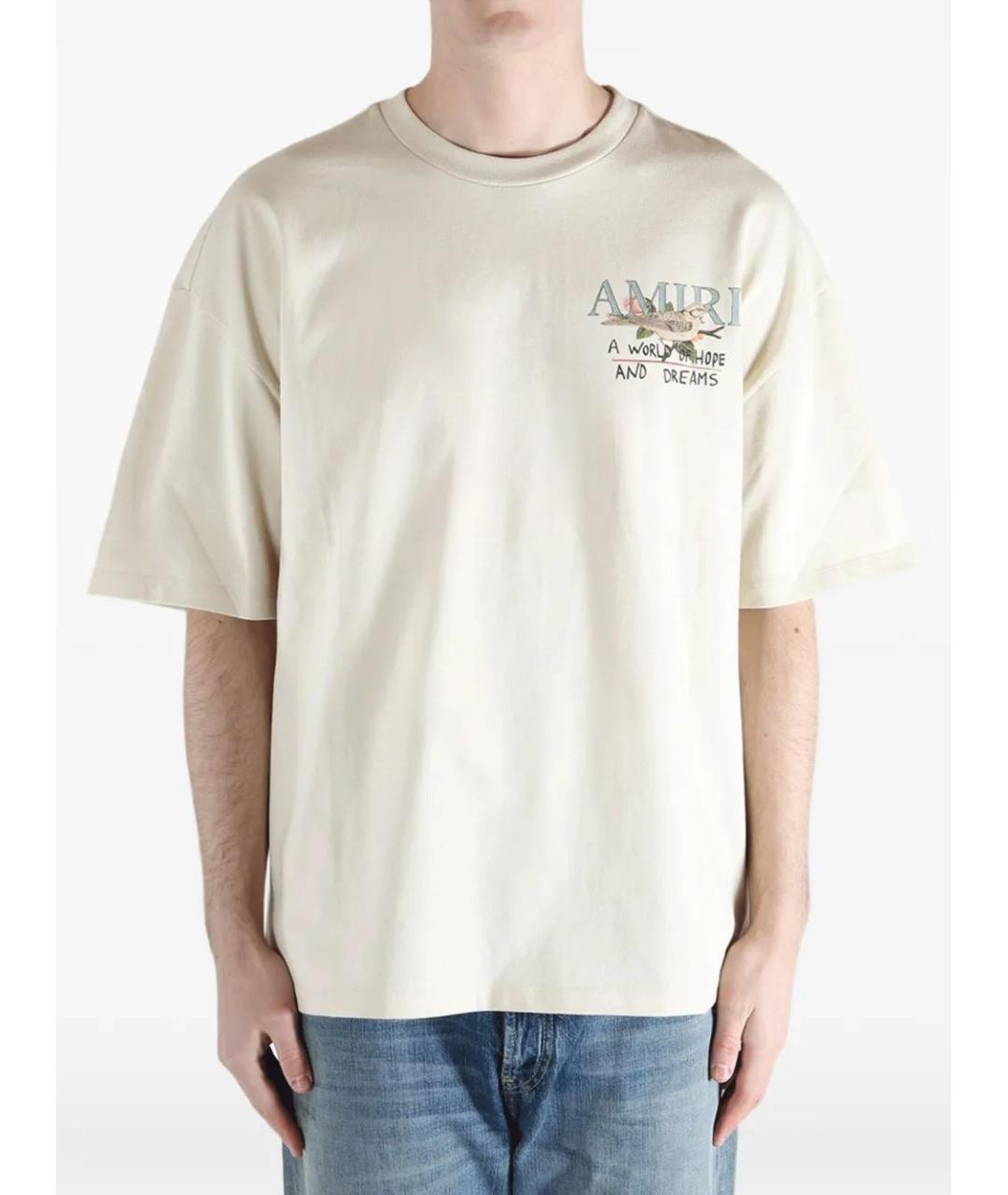 AMIRI Бежевая хлопковая футболка, фото 2