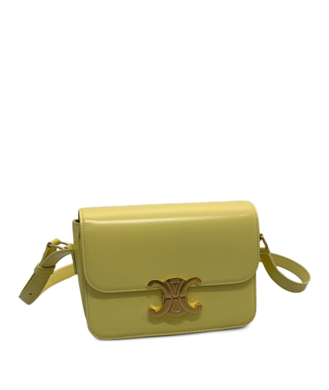 CELINE Желтая кожаная сумка через плечо, фото 1