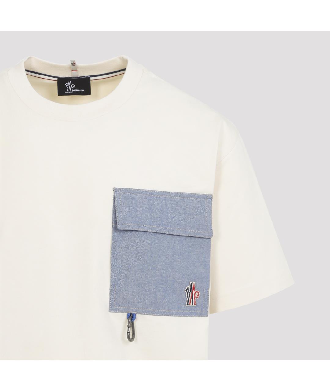MONCLER Бежевая хлопковая футболка, фото 4