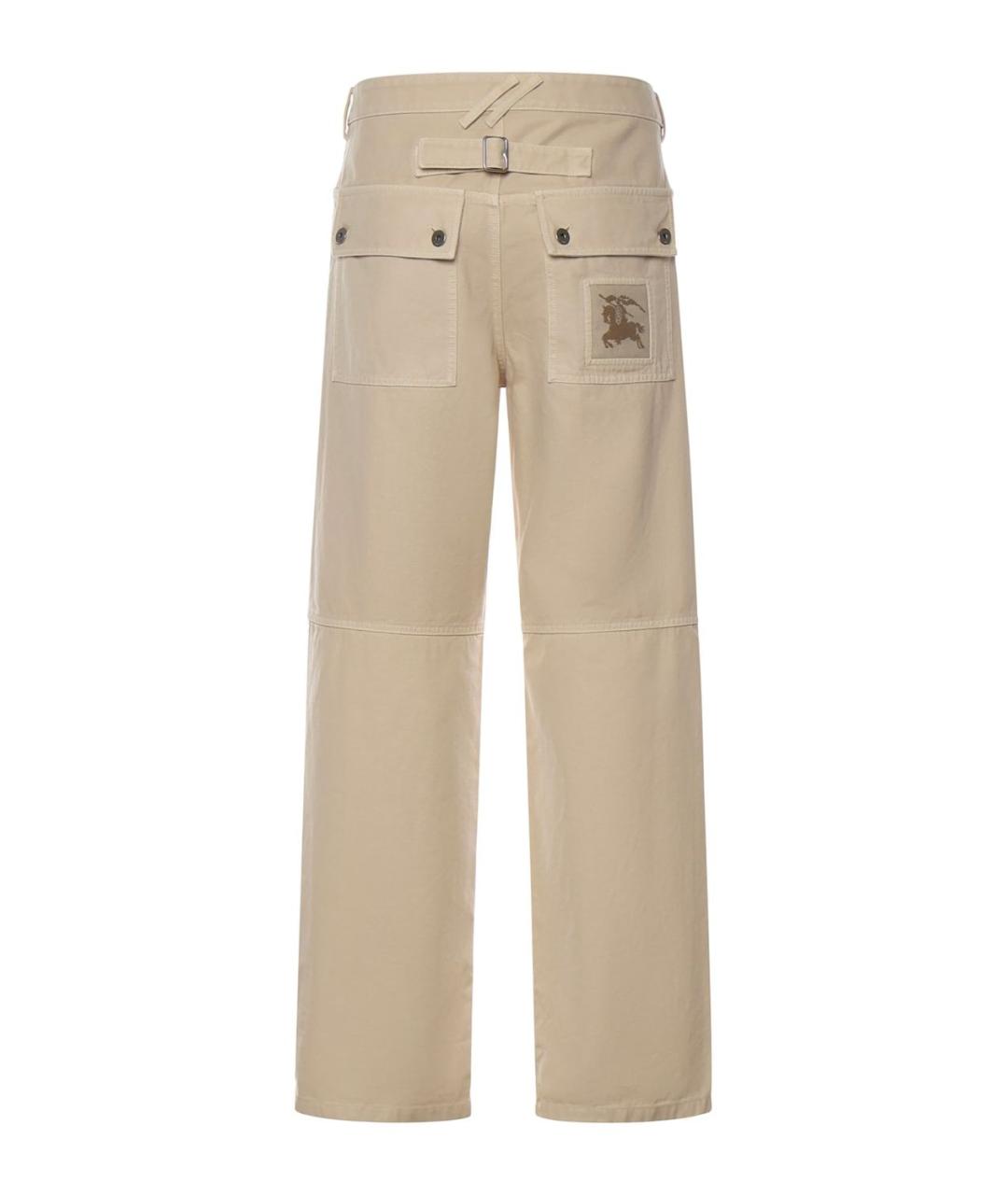 BURBERRY Бежевые хлопковые повседневные брюки, фото 2