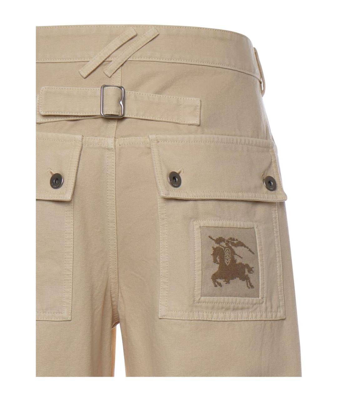 BURBERRY Бежевые хлопковые повседневные брюки, фото 3