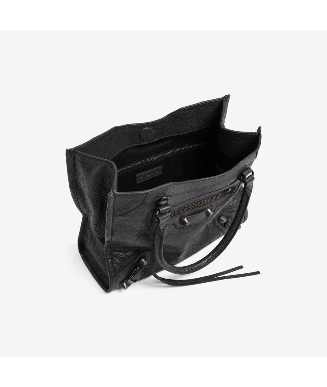 BALENCIAGA Черная кожаная сумка тоут, фото 5