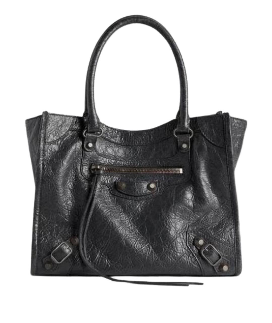 BALENCIAGA Черная кожаная сумка тоут, фото 1