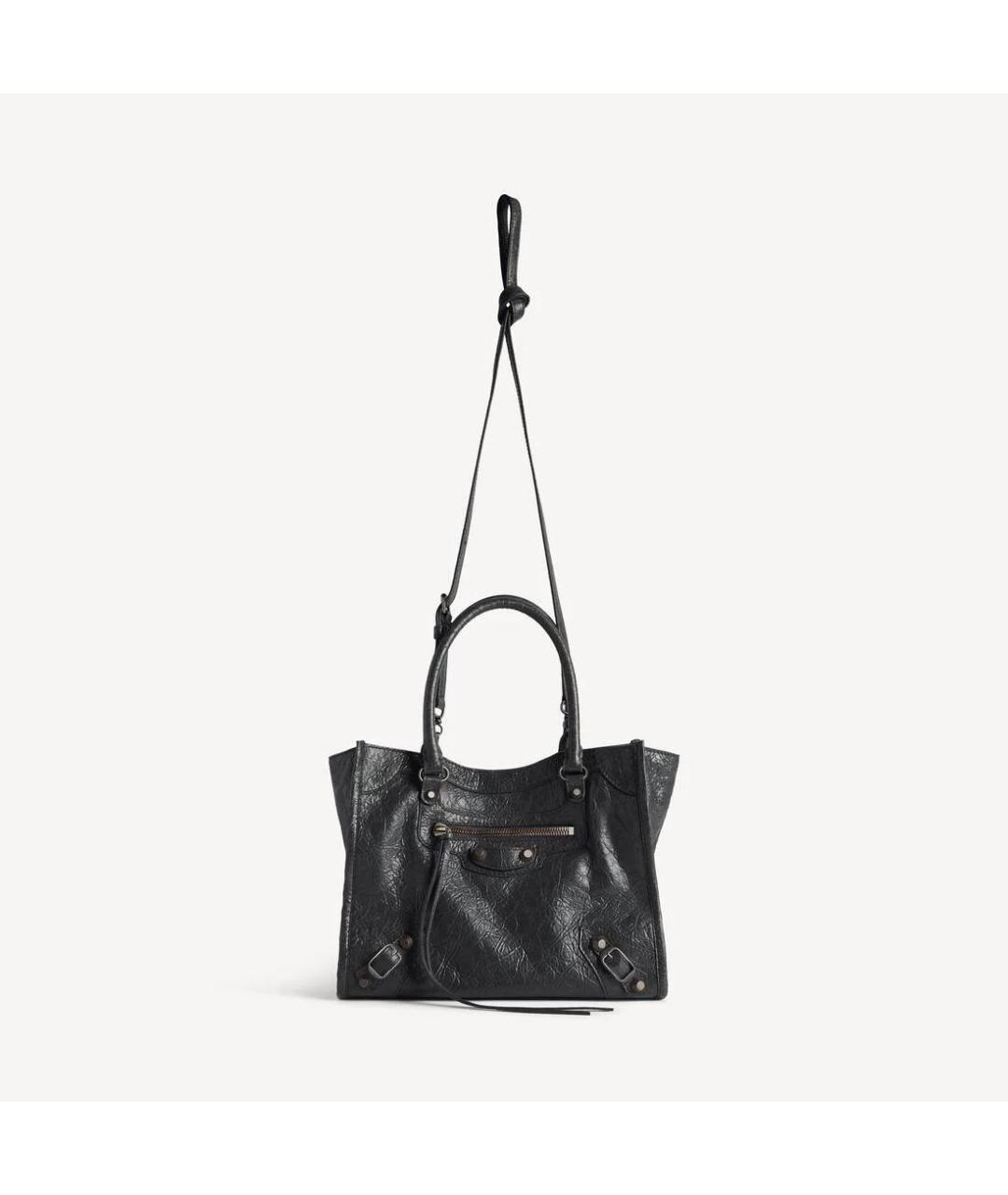 BALENCIAGA Черная кожаная сумка тоут, фото 4