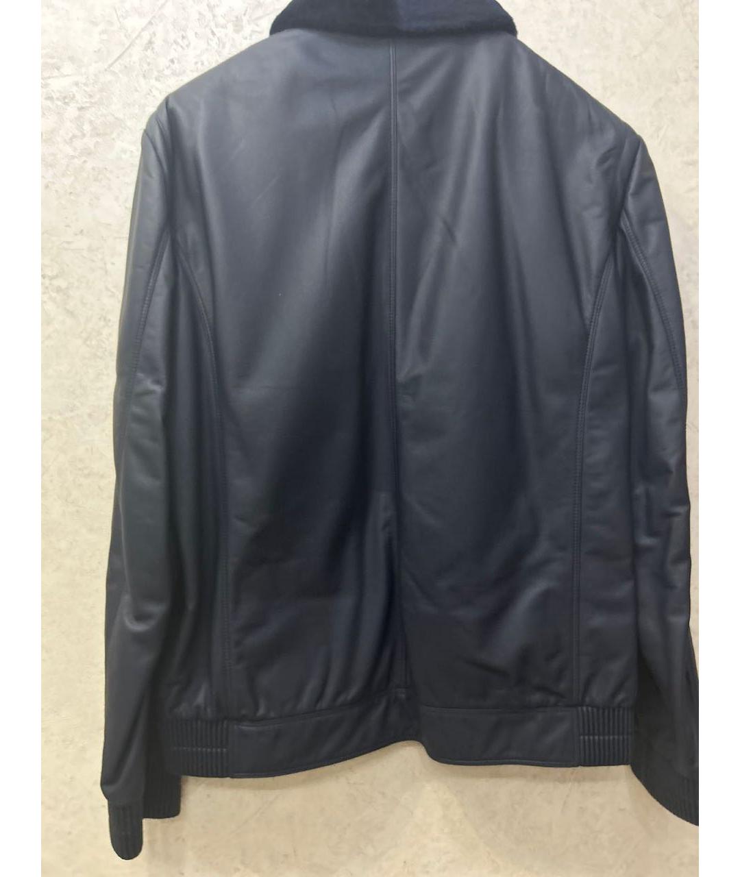 STEFANO RICCI Темно-синяя кожаная куртка, фото 2