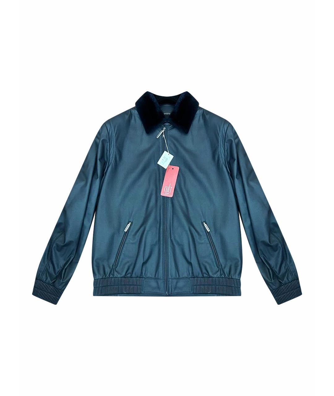 STEFANO RICCI Темно-синяя кожаная куртка, фото 1