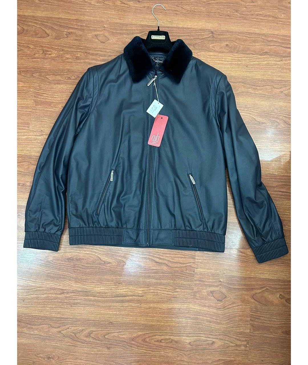 STEFANO RICCI Темно-синяя кожаная куртка, фото 8