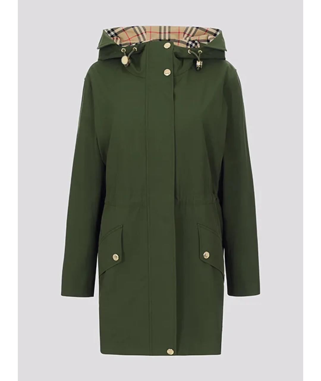 BURBERRY Зеленый хлопковый тренч/плащ, фото 3