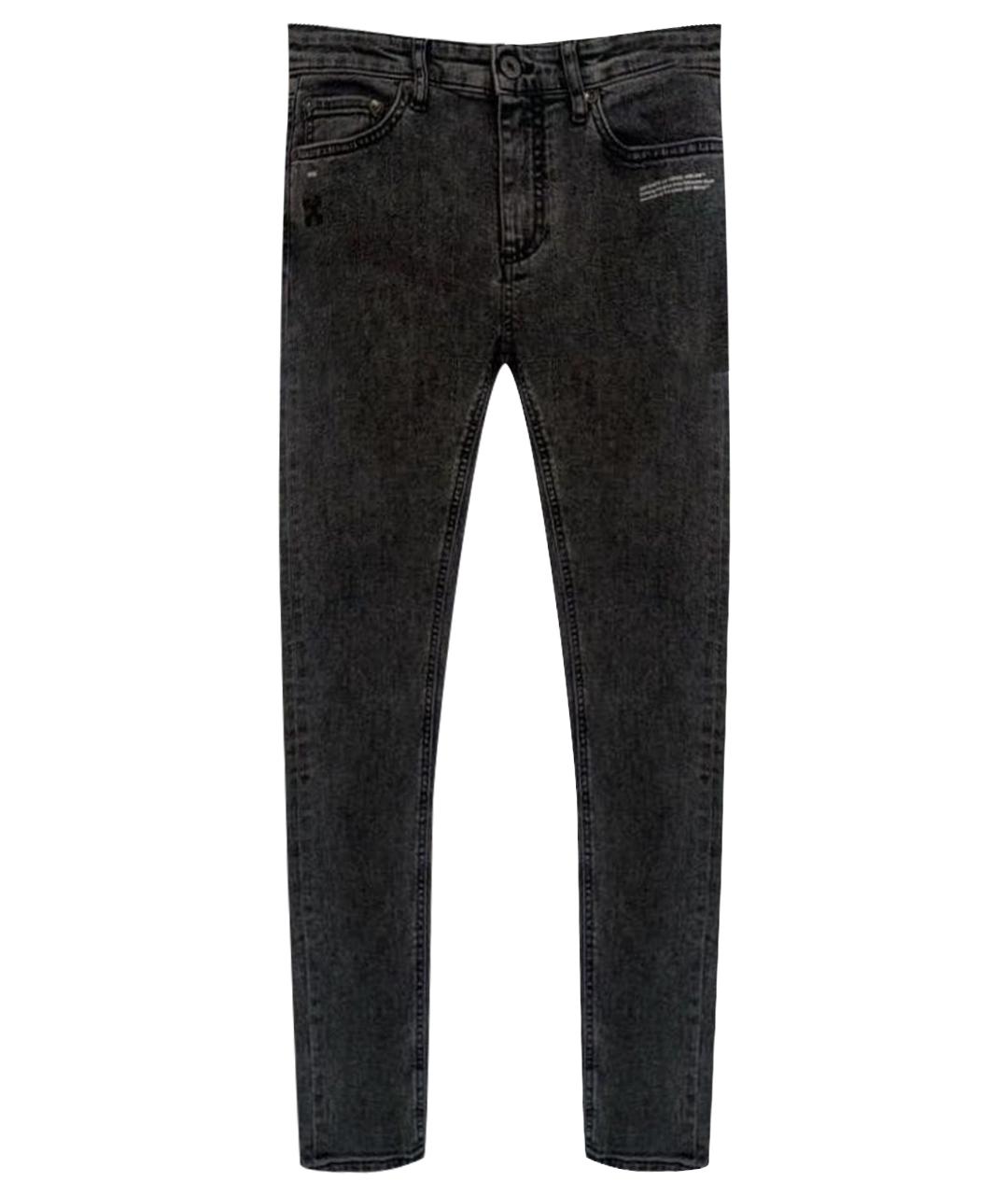 OFF-WHITE Серые хлопко-эластановые джинсы слим, фото 1