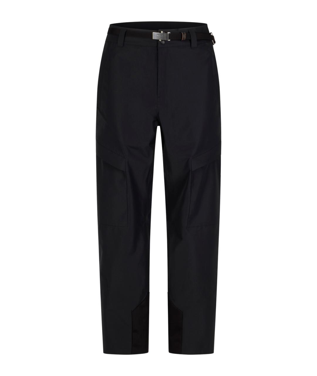 PRADA Черные полиэстеровые повседневные брюки, фото 1