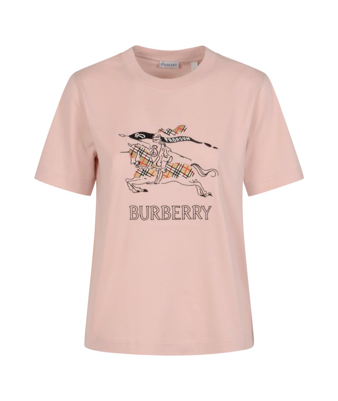 BURBERRY Розовая хлопковая футболка, фото 1