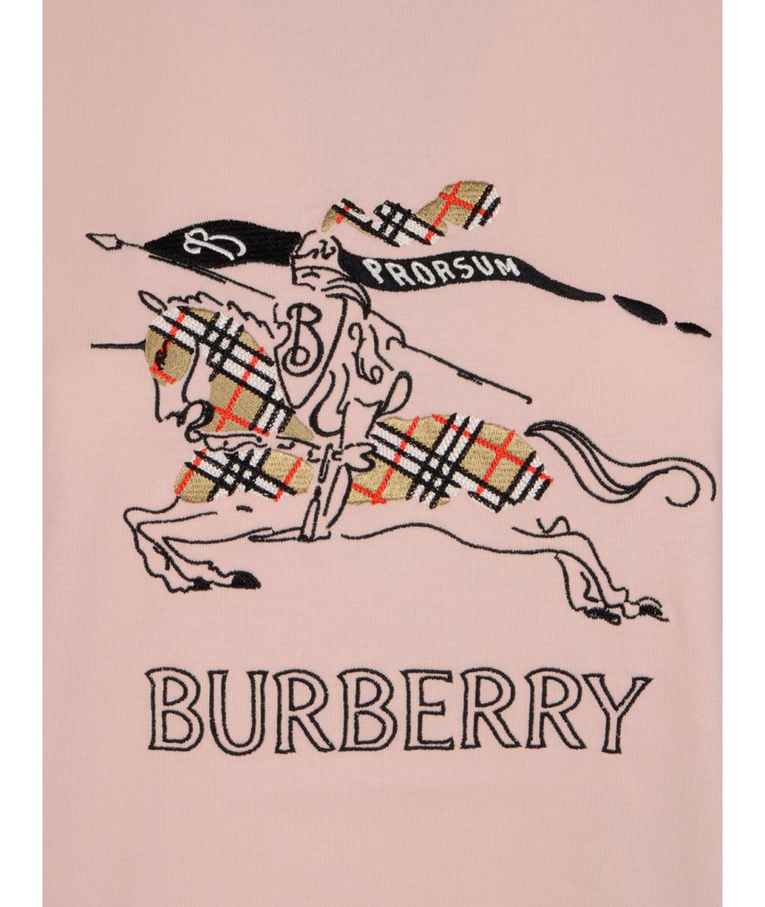 BURBERRY Розовая хлопковая футболка, фото 3