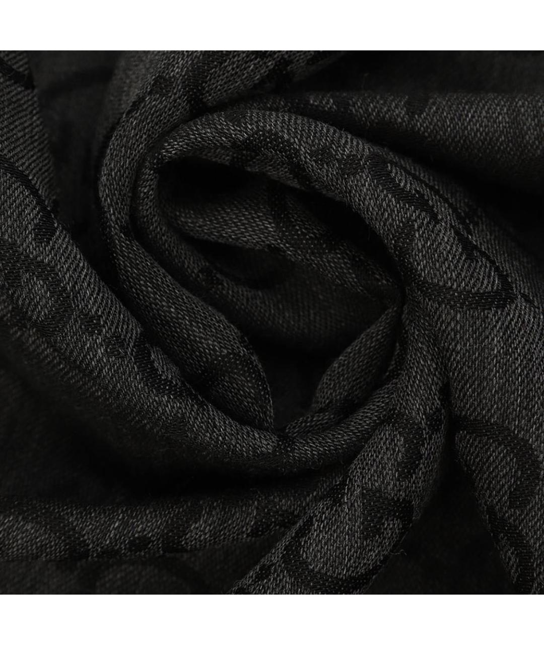 GUCCI Черный шерстяной шарф, фото 3