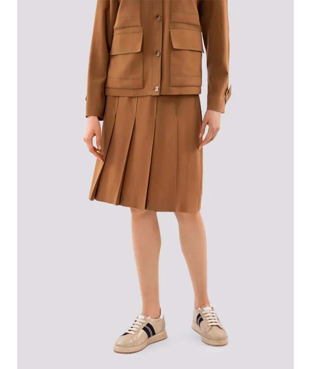 BURBERRY Коричневая шерстяная юбка миди, фото 2