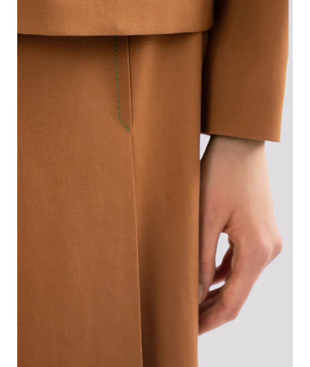 BURBERRY Коричневая шерстяная юбка миди, фото 3