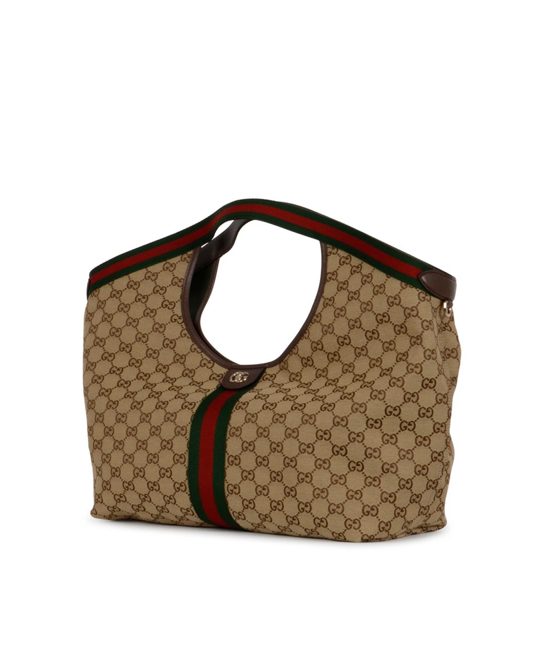 GUCCI Коричневая тканевая сумка тоут, фото 2