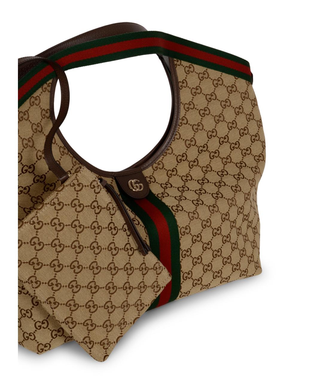 GUCCI Коричневая тканевая сумка тоут, фото 4