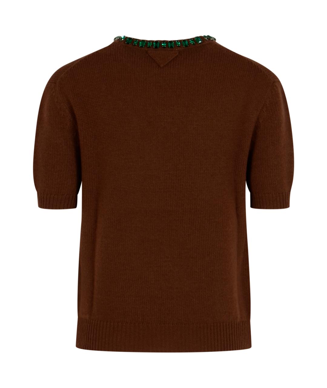 PRADA Коричневый шерстяной джемпер / свитер, фото 2