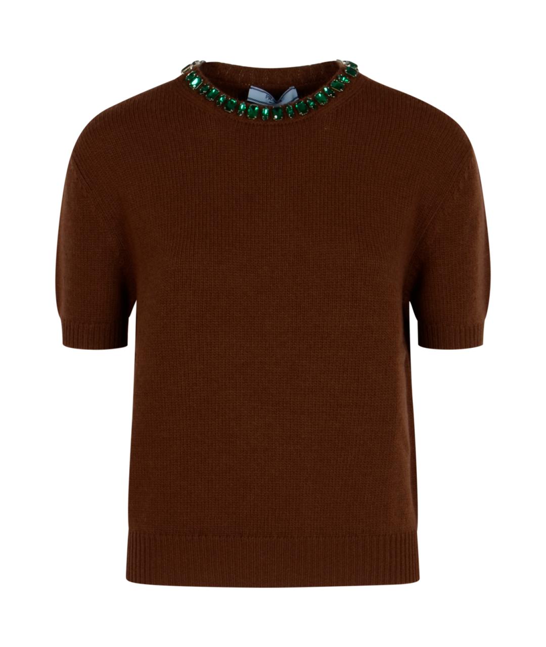 PRADA Коричневый шерстяной джемпер / свитер, фото 1
