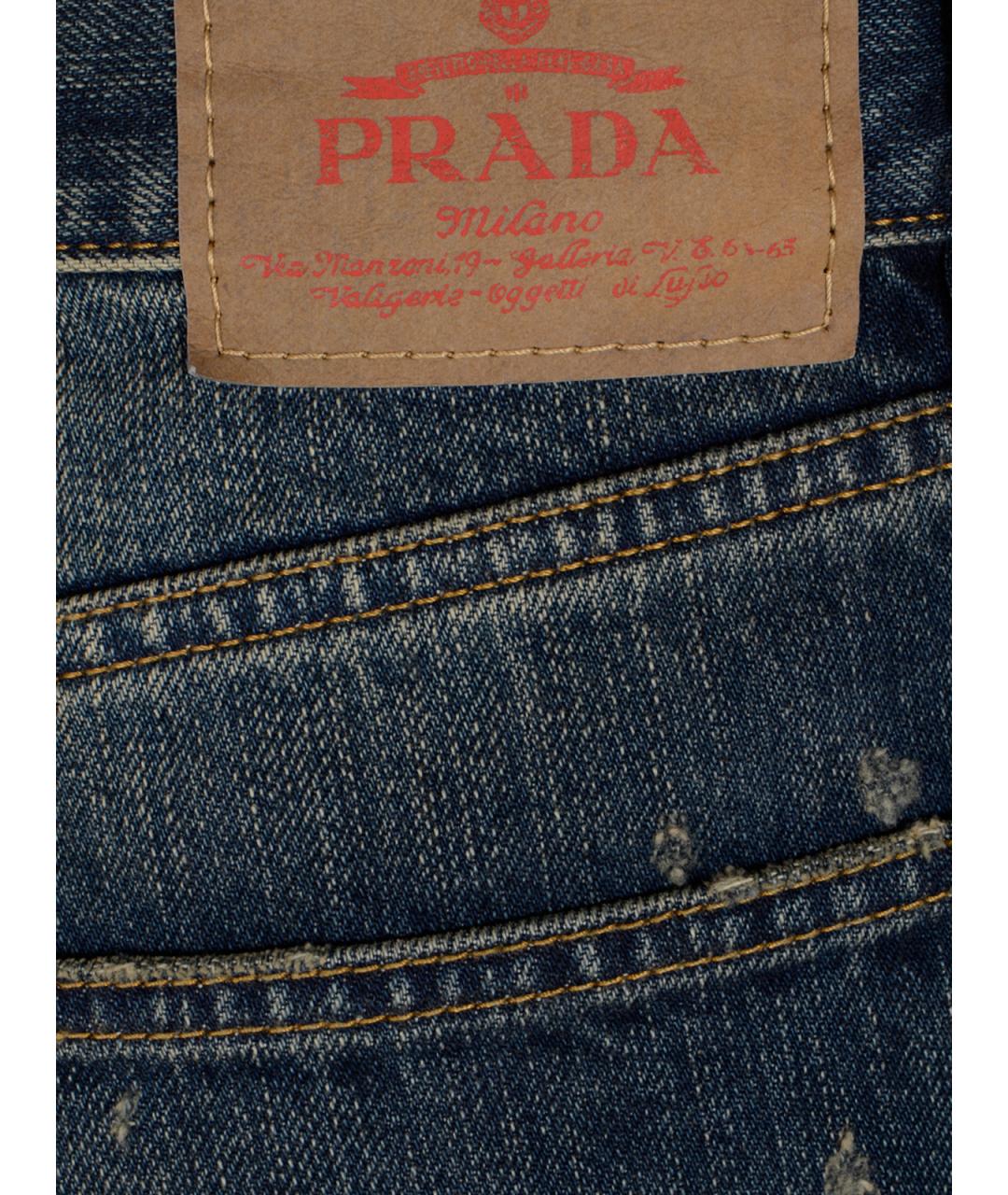 PRADA Синие хлопковые прямые джинсы, фото 3