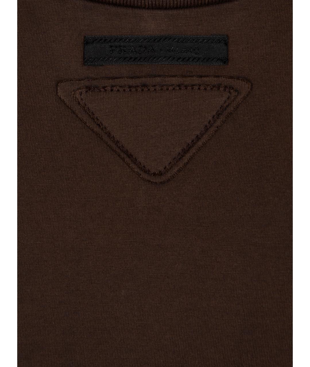 PRADA Коричневая хлопковая футболка, фото 3