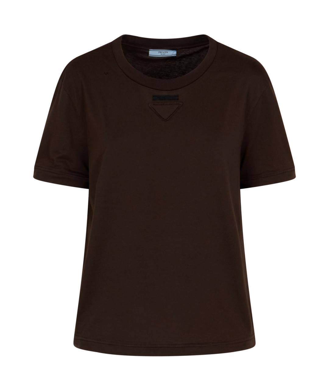 PRADA Коричневая хлопковая футболка, фото 1