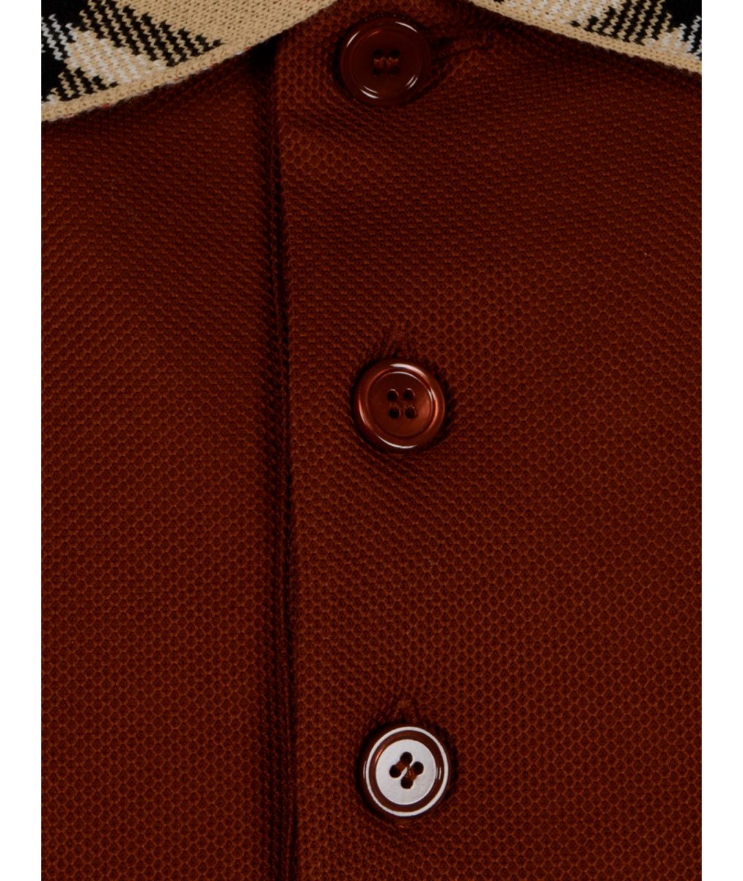 BURBERRY Коричневое хлопковое поло с коротким рукавом, фото 3