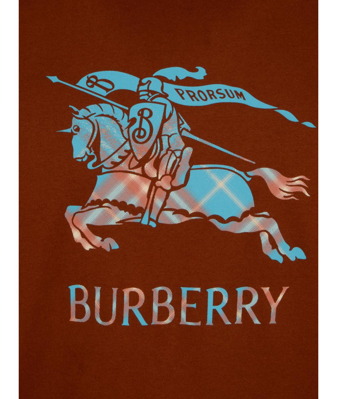 BURBERRY Коричневая хлопковая футболка, фото 3