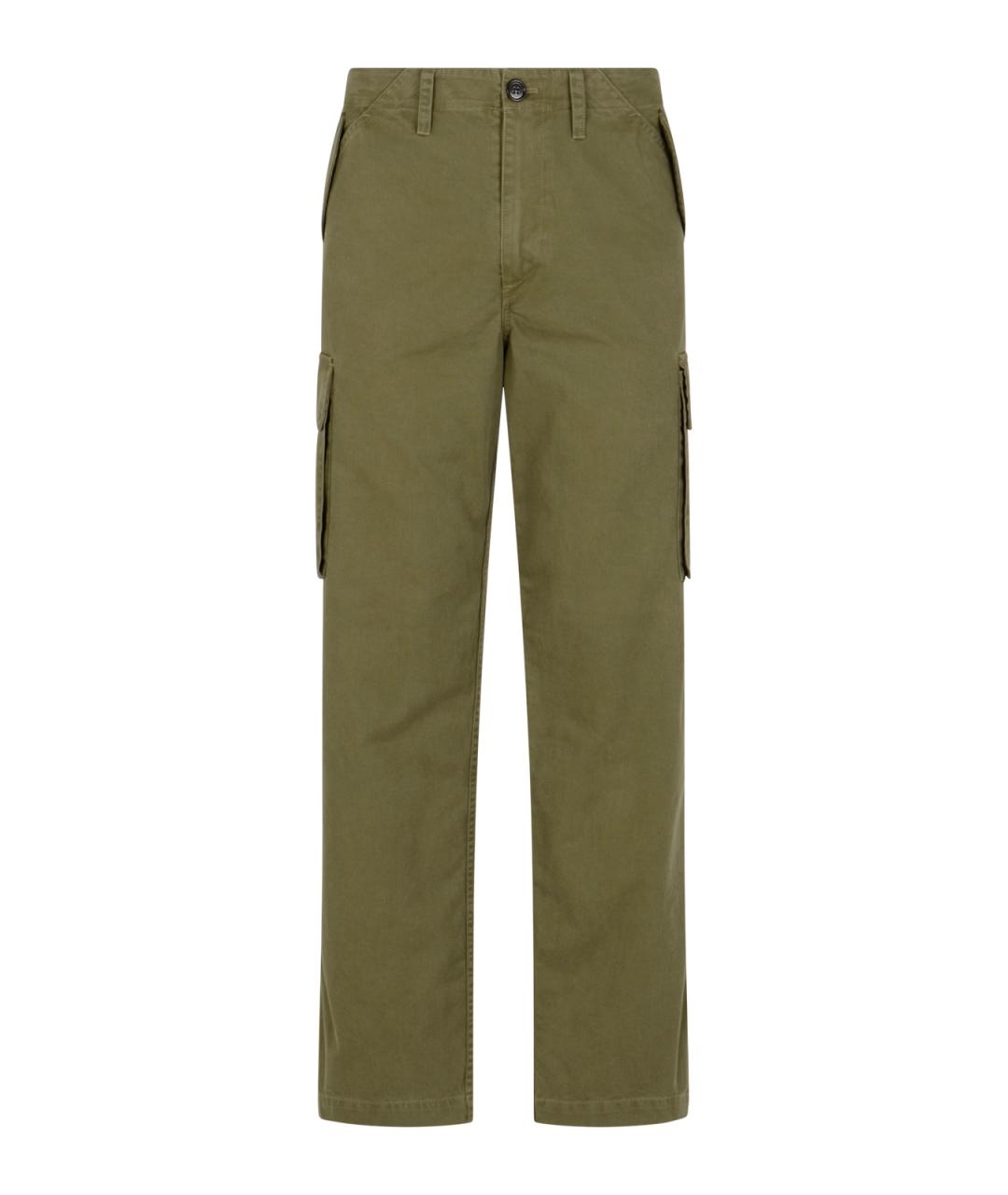 BURBERRY Зеленые хлопковые повседневные брюки, фото 1