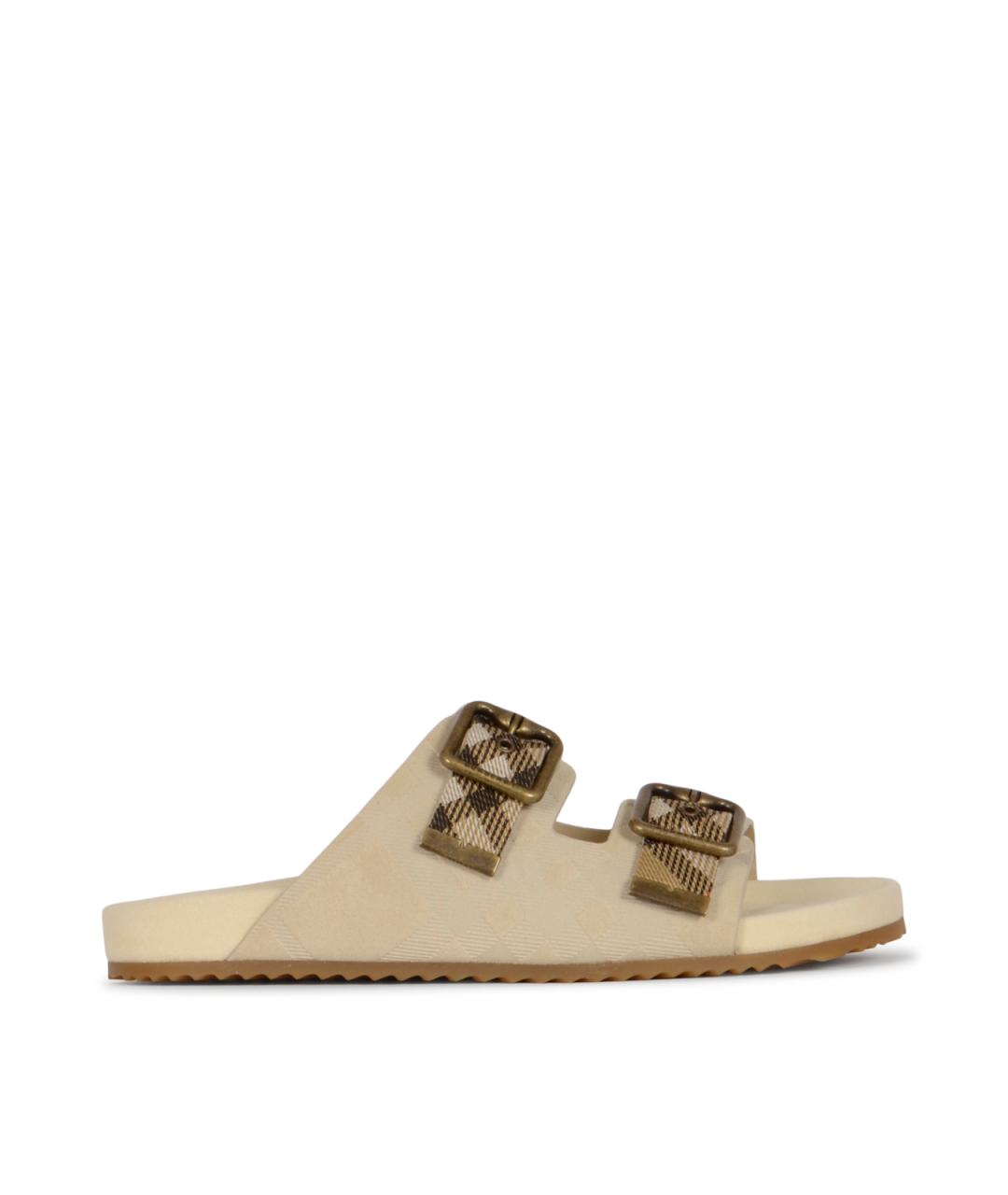 BURBERRY Бежевые кожаные сандалии, фото 1